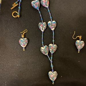 Beautiful Venetian, Murano  hearts necklace